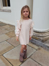 Edie Knitted Frill Jumper Dress - Cream