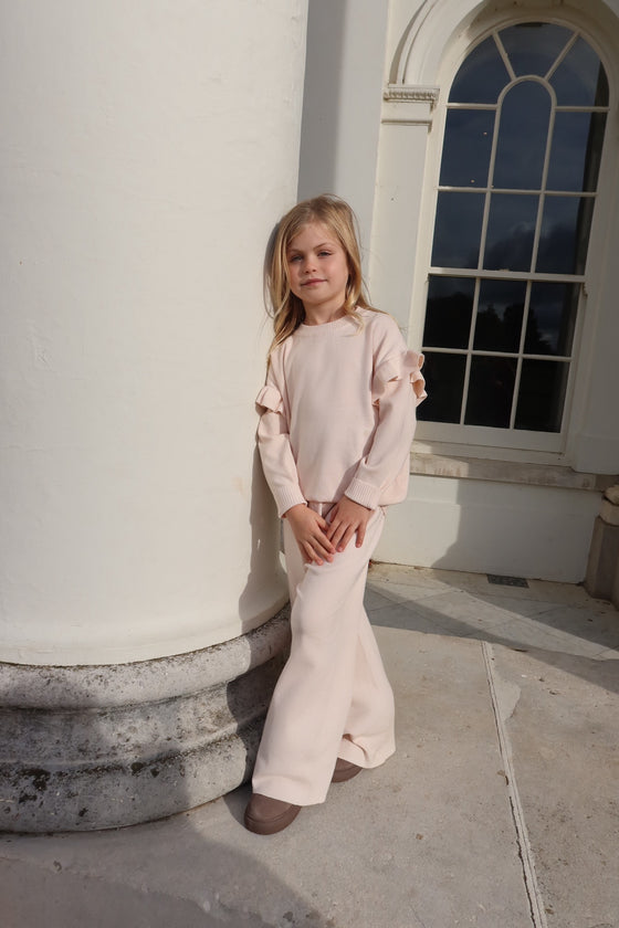 Lottie Knitted Frill Co-Ord Set - Vanilla