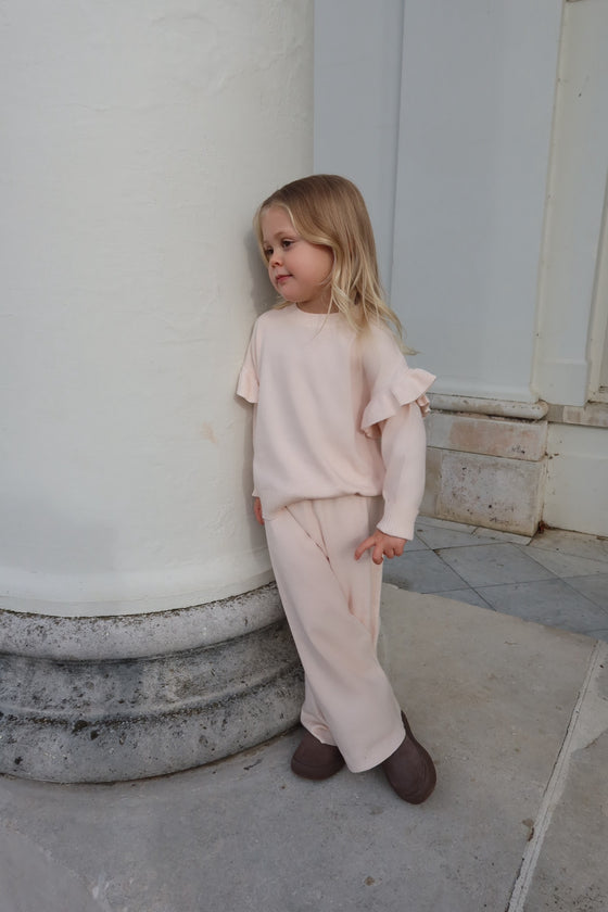 Lottie Knitted Frill Co-Ord Set - Vanilla